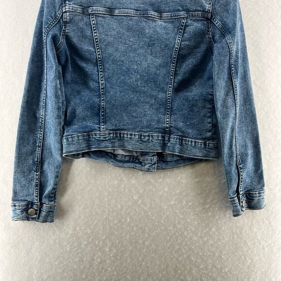 Aeropostale Jacket Womens Sz S Trucker Crop Button Front Long Sleeve Denim Blue - Picture 6 of 12